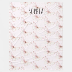 Pretty Pink Butterflies Birthday Fleece Blanket