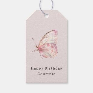 Pretty Pink Butterflies Birthday Gift Tags
