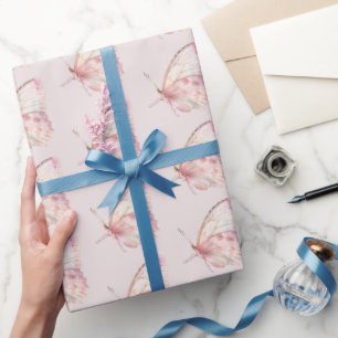 Pretty Pink Butterflies Birthday Wrapping Paper