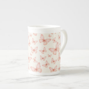 Pretty pink butterflies bone china mug