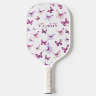Pretty Pink Butterflies Custom Name Pickleball Paddle
