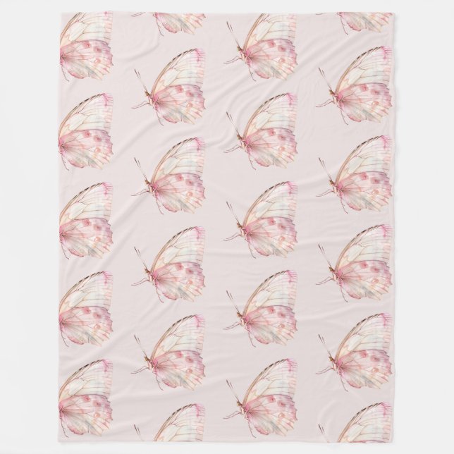 Pretty Pink Butterflies  Fleece Blanket (Front)