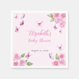 Pretty Pink Butterfly Baby Shower Napkin