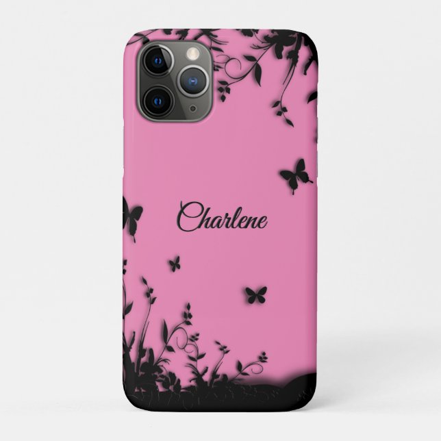Pretty Pink Butterfly Garden Personalised  Case-Mate iPhone Case (Back)