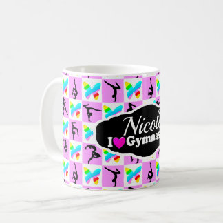 PRETTY PINK BUTTERFLY GYMNASTICS DESIGN COFFEE MUG