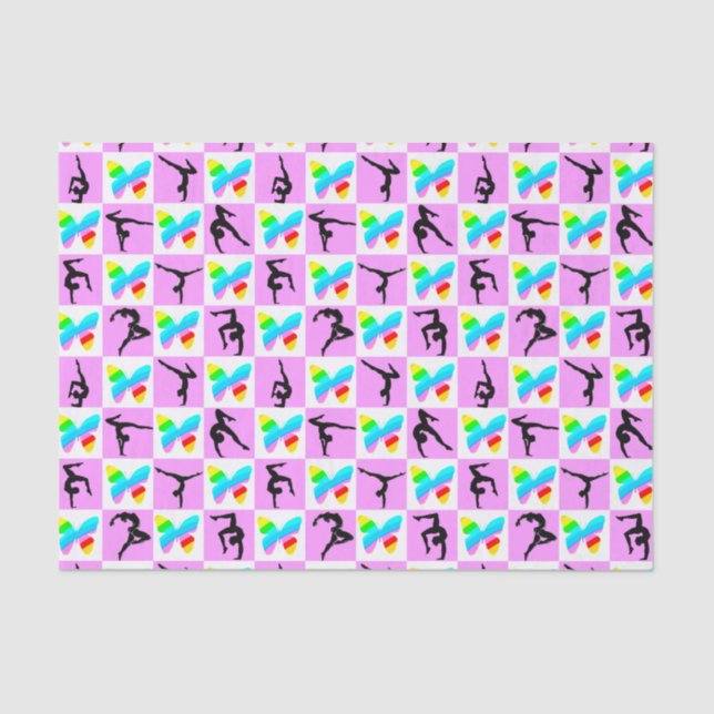 PRETTY PINK BUTTERFLY GYMNASTICS DESIGN TISSUE PAPER (Front)