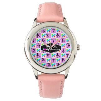 PRETTY PINK BUTTERFLY GYMNASTICS DESIGN WATCH
