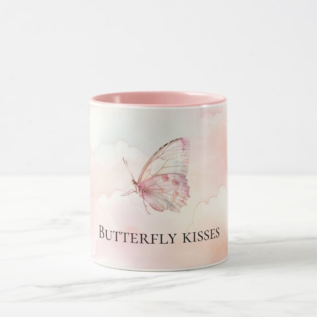 Pretty Pink Butterfly In The Clouds Mug (Center)