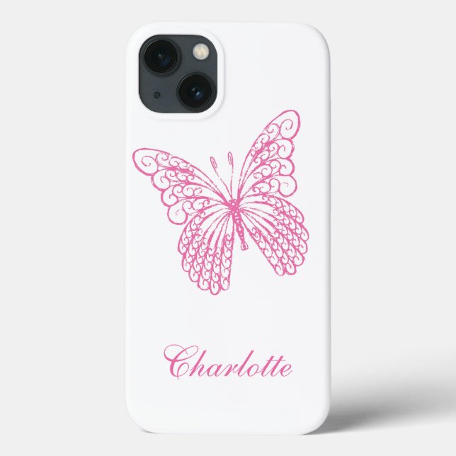 Pretty Pink Butterfly iPhone Case (Back)