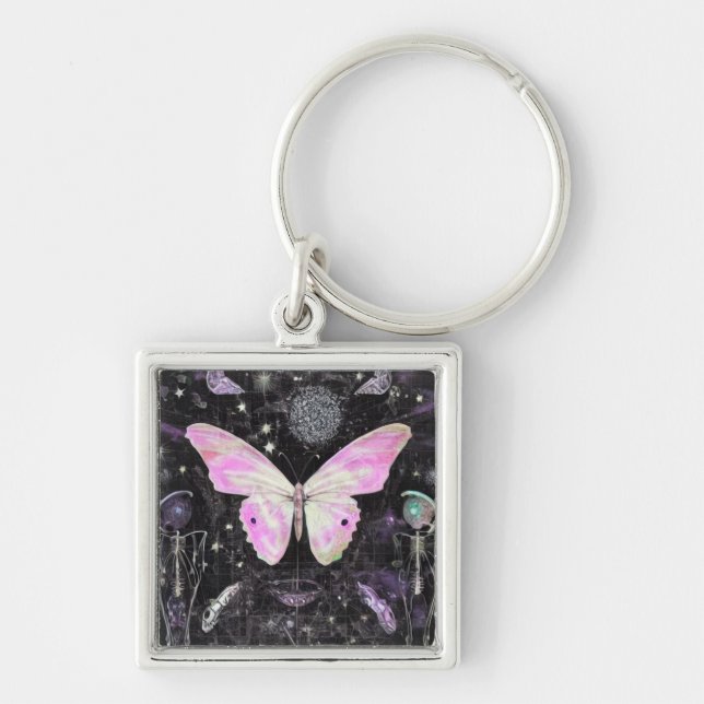 Pretty Pink Butterfly Key Ring (Front)