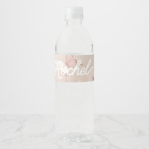 Pretty pink butterfly party water bottle label