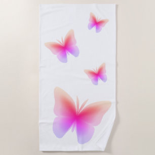 Pretty Pink Butterfly Print Beach Towel