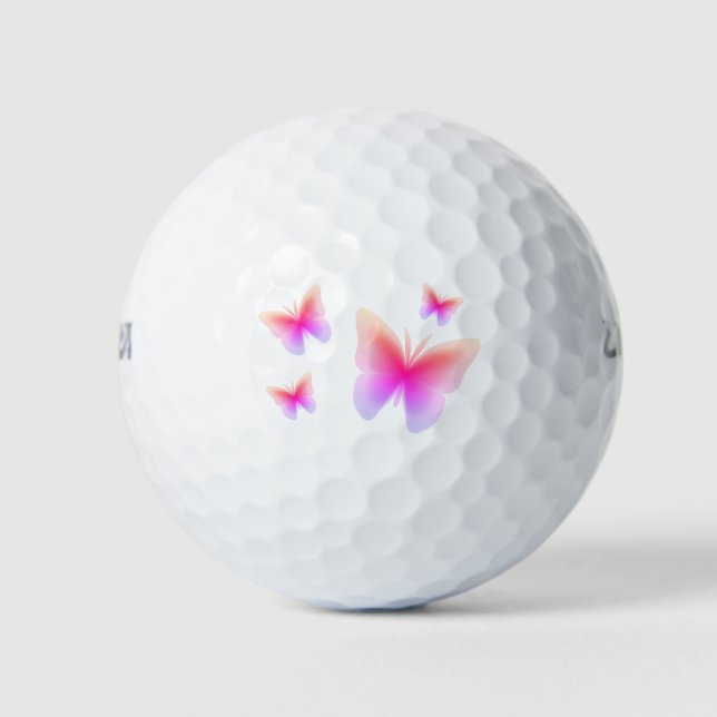 Pretty Pink Butterfly Print Golf Balls (Front)