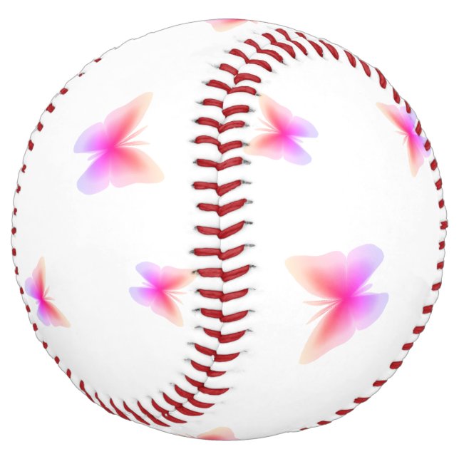 Pretty Pink Butterfly Print Regulation Softball (Angled)