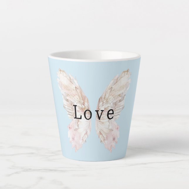 Pretty Pink Butterfly Wings Latte Mug (Front)
