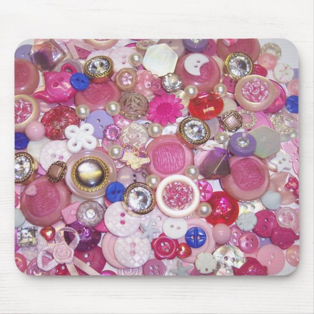 Pretty Pink Button Collage Mouse Mat (Front)