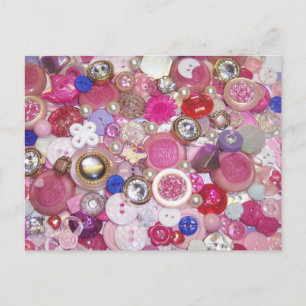 Pretty Pink Button Collage Postcard