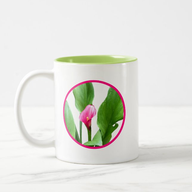 Pretty Pink Calla Lily Two-Tone Coffee Mug (Left)