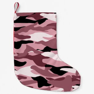 Pretty pink camouflage small christmas stocking