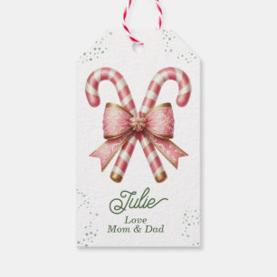Pretty Pink Candy Cane Merry Christmas Gift Tags