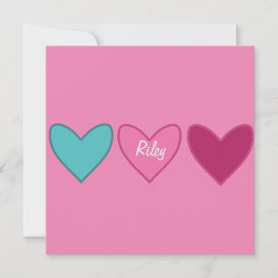 Pretty Pink Card + 3 Hearts Valentine’s Day Card
