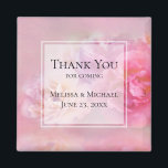 Pretty Pink Carnations Stylish Photo Thank You Magnet<br><div class="desc">A wedding favour magnet with a photograph featuring a bouquet of pink carnations. Set on a dreamy ethereal background.</div>