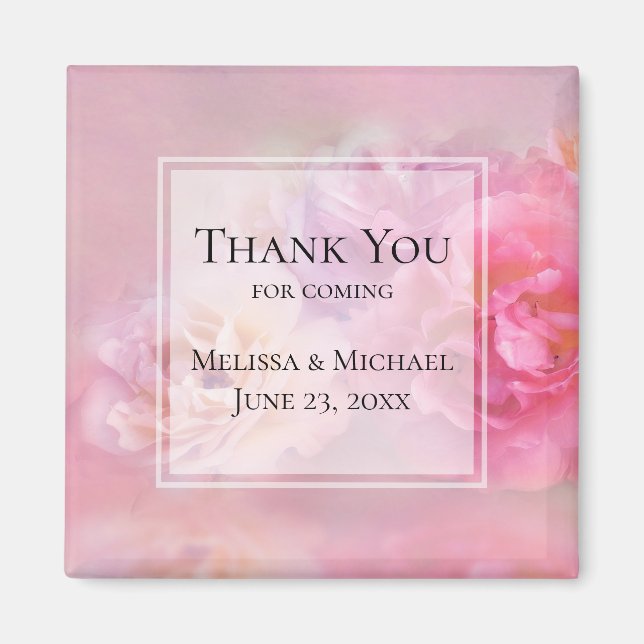 Pretty Pink Carnations Stylish Photo Thank You Magnet (Front)