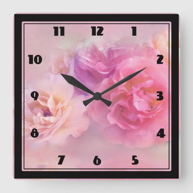 Pretty Pink Carnations Stylish Photograph Square Wall Clock (Front)