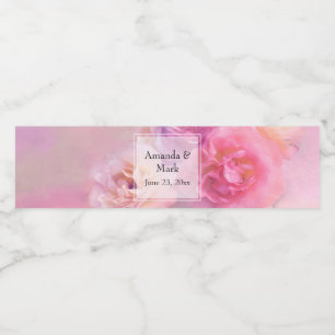 Pretty Pink Carnations Stylish Photograph Water Bottle Label