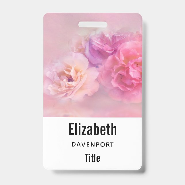 Pretty Pink Carnations Stylish Photography ID Badge (Front)