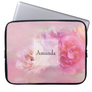 Pretty Pink Carnations Stylish Photography Laptop Sleeve
