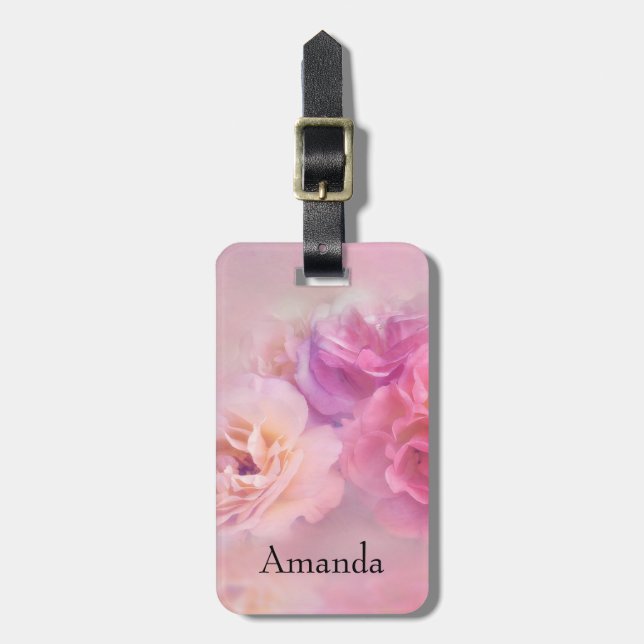 Pretty Pink Carnations Stylish Photography Luggage Tag (Front Vertical)