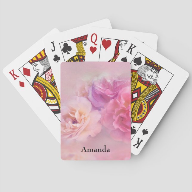 Pretty Pink Carnations Stylish Photography Playing Cards (Back)