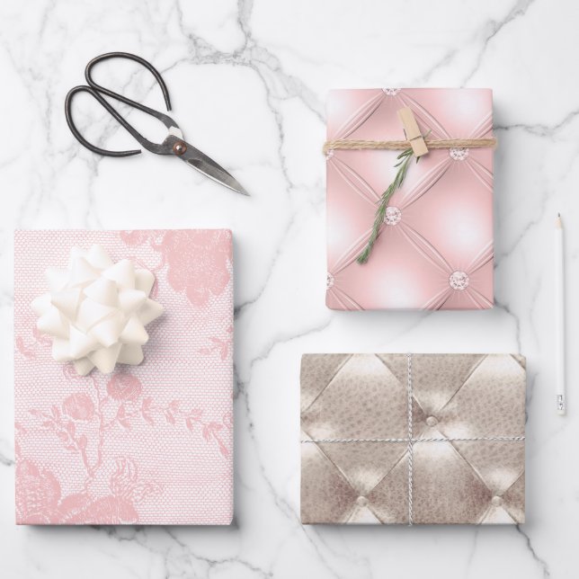 Pretty Pink Champagne Glam Wrapping Paper Sheet (Front)