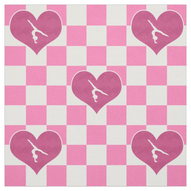 Pretty Pink Chequered Gymnastics Fabric (Swatch)