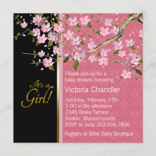 Pretty Pink Cherry Blossom Baby Shower Invitation