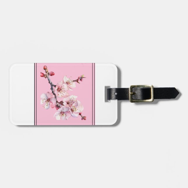 Pretty Pink Cherry Blossom Luggage Tag (Front Horizontal)