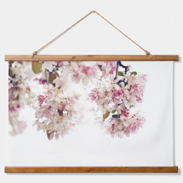 Pretty Pink Cherry Blossom Tree Flower  Hanging Tapestry (Front)