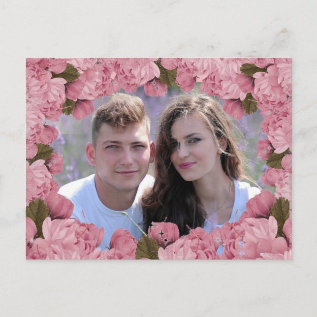 Pretty Pink Cherry Blossoms Thank You Postcard (Front)