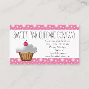 Pretty Pink Cherry Cupcake Bakery Business Card