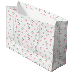 Pretty Pink Cherry Strawberry Aesthetic Pattern   Large Gift Bag