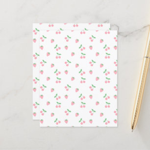 Pretty Pink Cherry Strawberry Fruit Pattern