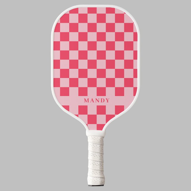 Pretty Pink Chic Checkerboard Custom Name Pickleball Paddle (Pretty Pink Chic Checkerboard Custom Name Pickleball Paddle
)