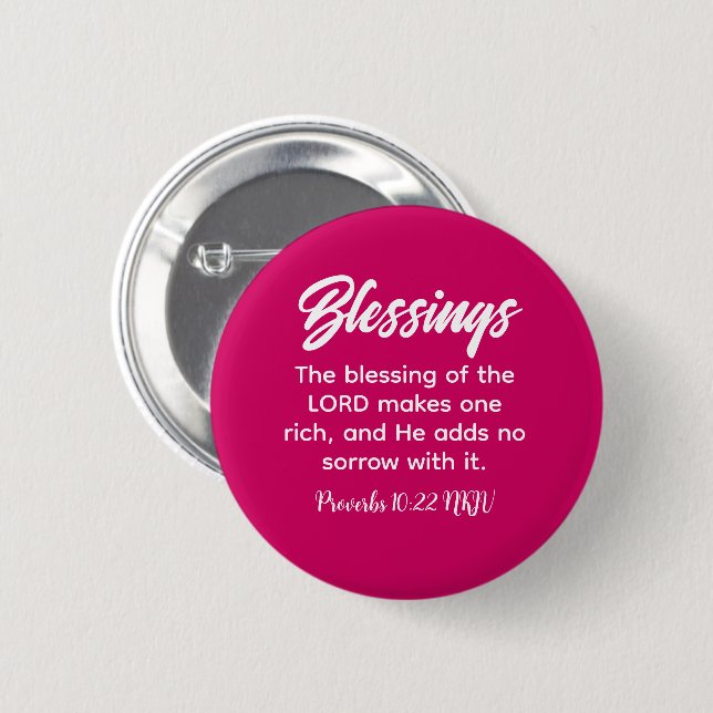 Pretty Pink Christian Faith Blessings Bible Verse 6 Cm Round Badge (Front & Back)