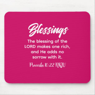 Pretty Pink Christian Faith Blessings Bible Verse Mouse Mat