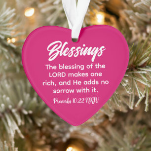 Pretty Pink Christian Faith Blessings Bible Verse Ornament