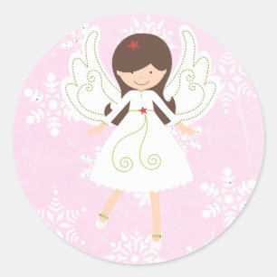 Pretty Pink Christmas Angel Sticker