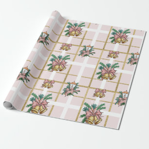 Pretty Pink Christmas Bells Wrapping Paper