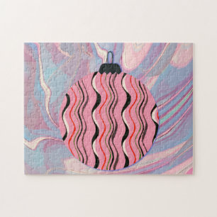 Pretty Pink Christmas Ornament Retro Puzzle