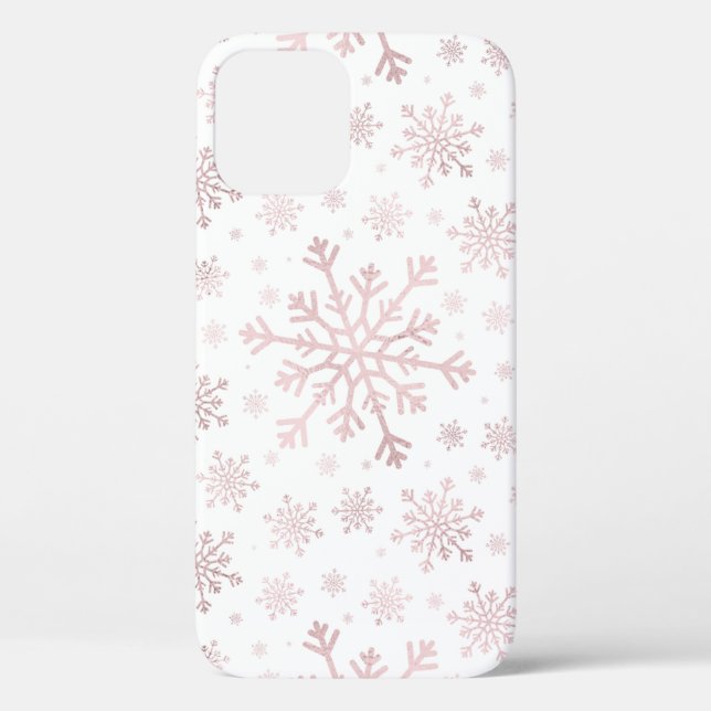 Pretty Pink Christmas Snowflakes on Winter White   Case-Mate iPhone Case (Back)